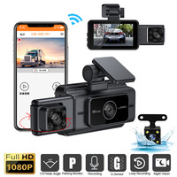 Cámara para Coche Triple IPS de 3.0 Pulgadas y 1080P, 3 Lentes, 130° ° /95 ° /60 ° Monitor de Estacionamiento, Detección de Movimiento, Grabación en Bucle, DVR para Auto