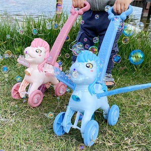 JinYing Electric Pony <b>Bubble</b> Handcart Outdoor Children Hand Push <b>Bubble</b> Machine Automatic Blowing <b>Bubble</b> <b>Car</b> with Light Music - Product Image 4