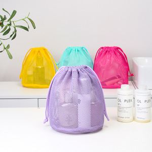 Drawstring Mesh Cosmetic Bag Portable Travel <b>Toiletry</b> <b>Storage</b> Organizer Rectangle Polyester Bag For Trip Use - Product Image 1