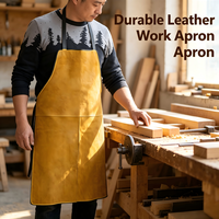 Tablier en cuir véritable de qualité supérieure, doux, imperméable, résistant à l'huile, réglable, pour la cuisine et le travail du bois