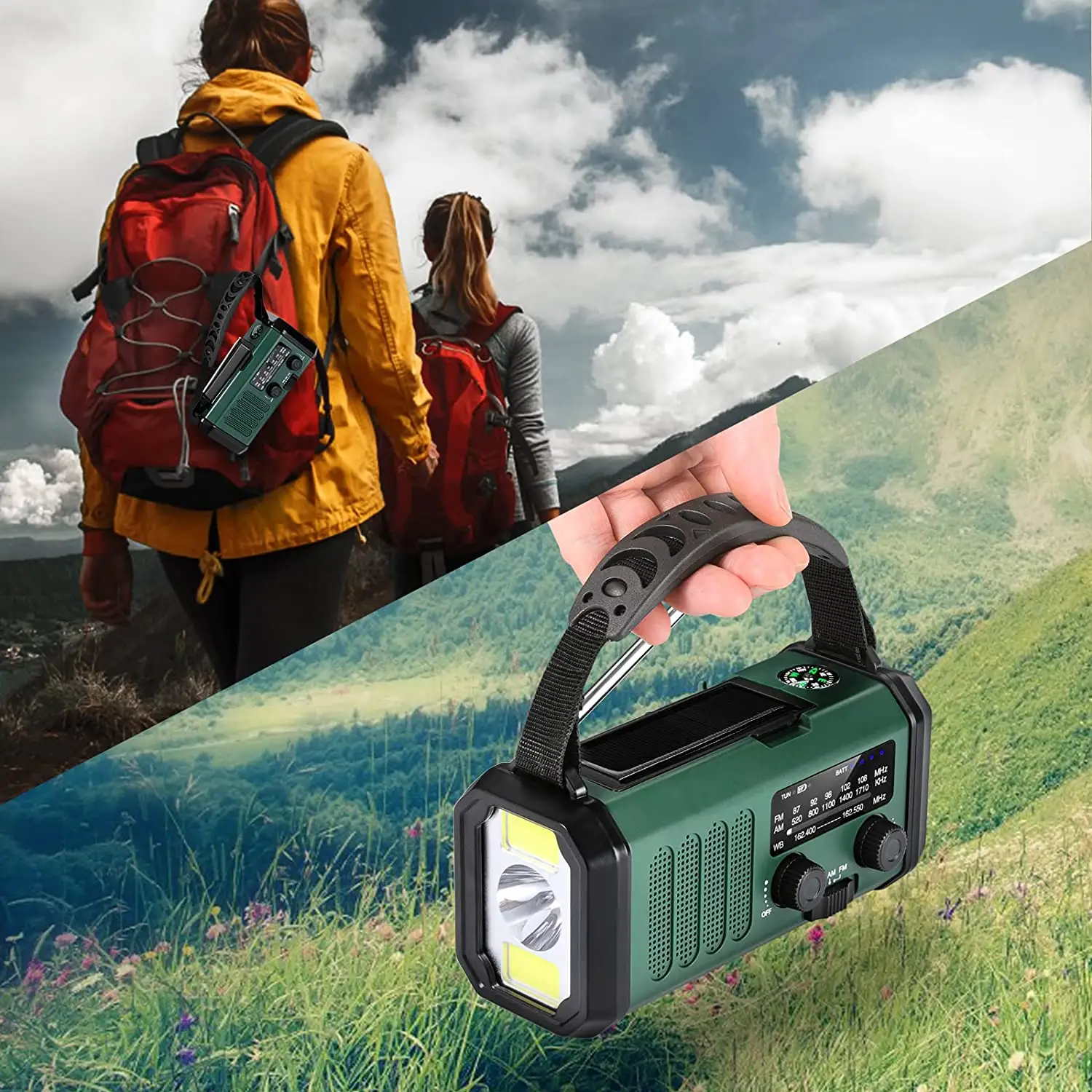 Notfall-Handkurbel radio 10000mAh USB-Ladegerät FM AM NOAA Wetter radio mit Kompass lampe Solar radio