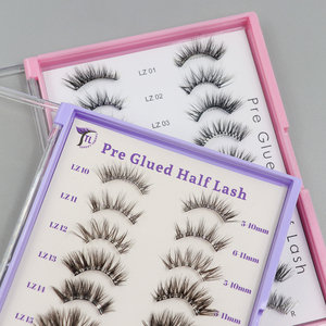 Cils demi-bande Thamel pré-collés en PBT, imperméables, auto-adhésifs, réutilisables, sans cruauté, faits à la main, bande en plastique transparente, effet 3D, 3-10 - Product Image 2