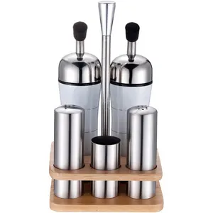 Stainless Steel oil vinegar set/ salt and pepper set with toothpick holder