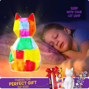 Peignez votre propre kit de lampe de <span class=keywords><strong>chat</strong></span> 1 pièces, kits de peinture d'art de <span class=keywords><strong>chat</strong></span> géométrique bricolage pour filles garçons, artisanat de fille garçon pour article de cadeau d'enfant - Product Image 6