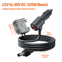 Allume-cigare de voiture 12V/24V 30V2A3.5AMax Câble élévateur de tension CC 12V vers 30V Module élévateur de tension en alliage d'aluminium avec conducteur en cuivre pur