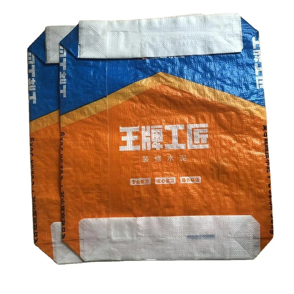 Resistente BOPP laminato tessuto sacchetto di plastica tessuto pp valvola borse con blocco inferiore 25KG 50KG