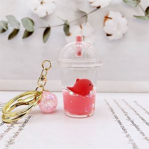 Acrylic Milk <b>Bottle</b> Milk Tea Cup Keychain Animal <b>Ocean</b> Floating Liquid Oil Keychains for Student Book Bag Car Small Pendant - Product Image 2