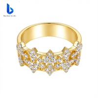 Bague d'éternité à double bande en or jaune 14 carats, diamant de laboratoire taille ronde, bague d'anniversaire, cadeau de mariage raffiné pour partenaire de vie