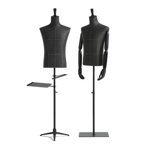 Maniquíes de <span class=keywords><strong>Hombre</strong></span> para Tienda de Ropa, <span class=keywords><strong>Torso</strong></span> Masculino con Brazos de Madera, Base de Metal, Medio Cuerpo con Ruedas - Product Image 4