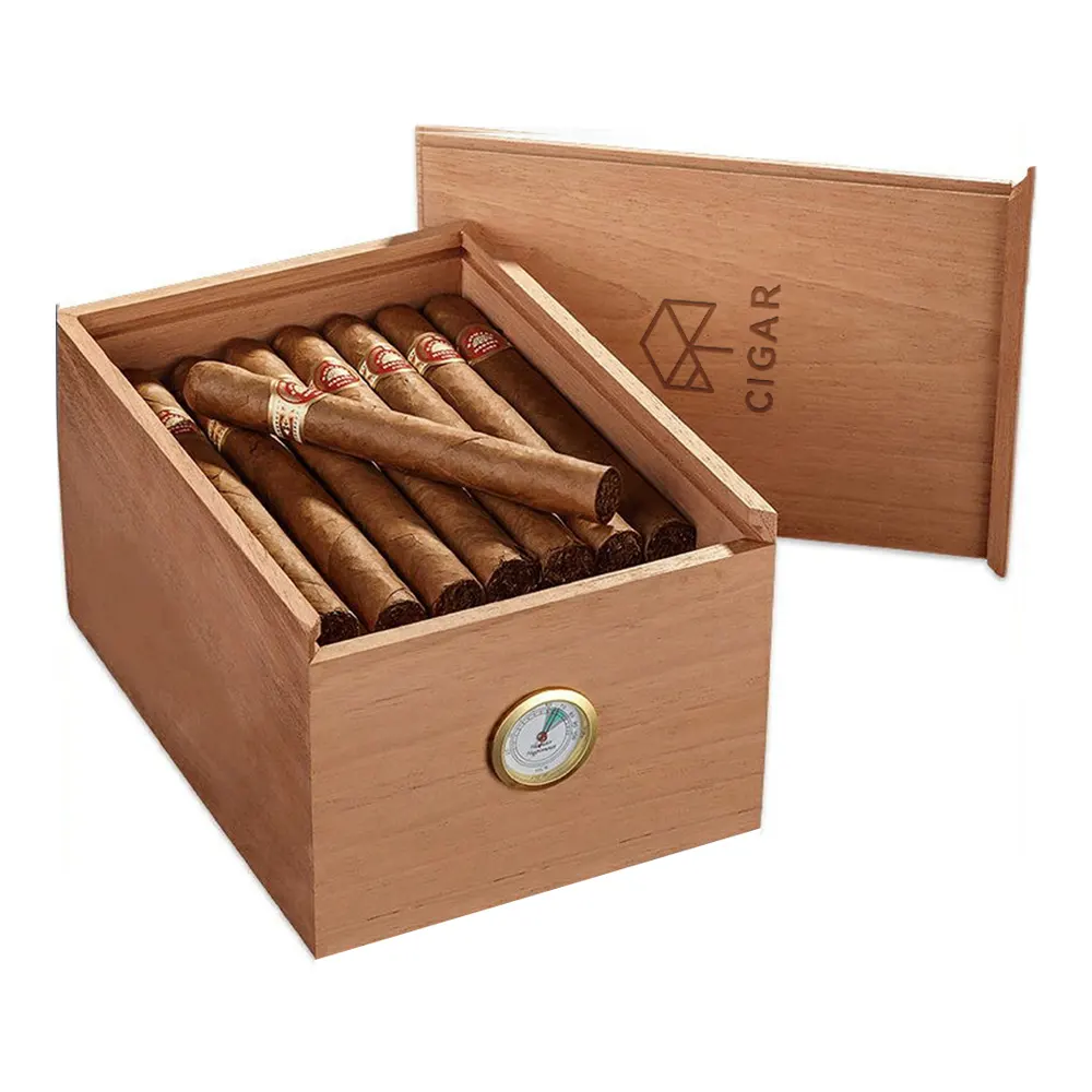 Bán buôn tùy chỉnh Tây Ban Nha Cedar Cigar Humidor hộp gỗ Phụ Kiện Bộ quà tặng phù rể Quà Tặng Cedar Cigar hộp