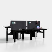 Bureau moderne durable de luxe avec moteur électrique unique, bureau assis-debout, élévateur d'ordinateur, cadre blanc, hauteur réglable