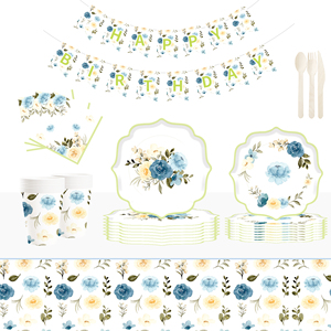 DAMAI - Juego de Vajilla Desechable de Papel con Diseño de Flores al Estilo Chino para Fiestas de Cumpleaños, Platos, Servilletas y Vasos para Fiestas de Boda - Product Image 1