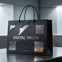 Sac fourre-tout en papier cartonné personnalisé avec logo, poignée de luxe, pour emballage de bijoux, vêtements et cadeaux
