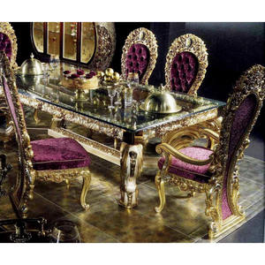 Table d'appoint centrale de style <span class=keywords><strong>baroque</strong></span> classique européen, sculptée à la main, avec accents dorés, table d'appoint en bois de luxe avec feuille d'<span class=keywords><strong>or</strong></span> - Product Image 5