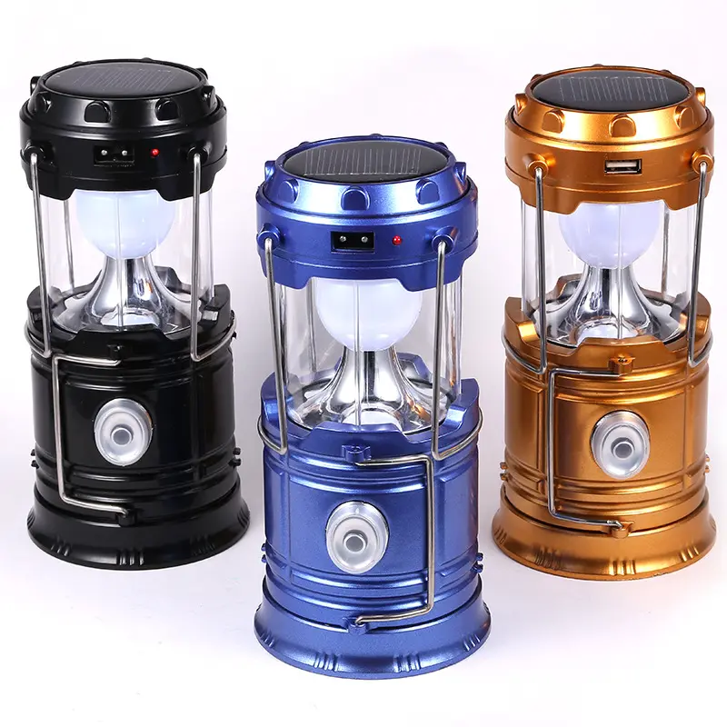 TAIKOO Solar Charging Plastic Outdoor Portable Telescopic USB Rechargeable Solar Folding Led Camping Lantern Light