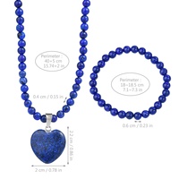 Ensemble collier et bracelet en lapis-lazuli avec pendentif en malachite, chaîne de clavicule, bijoux