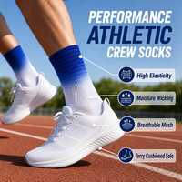 Chaussettes de course Gradient Crew pour jeunes, hommes et femmes, anti-humidité, semelle en tissu éponge amortie, tricot 3D, nylon/coton, athlétiques, fitness, extérieur