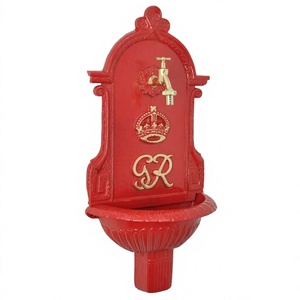 GR Fontaine murale pour le jardin Accessoires de décoration pour l'extérieur Fontaine murale rouge et bassin Ornements d'extérieur - Product Image 1