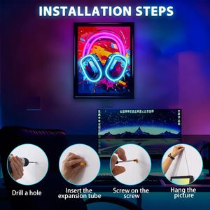 Decoración de Pared de Acrílico con Luces LED Atenuables, Cuadro Enmarcado Luminoso para Dormitorio o Sala de Estar, Idea de Regalo Ideal - Product Image 4