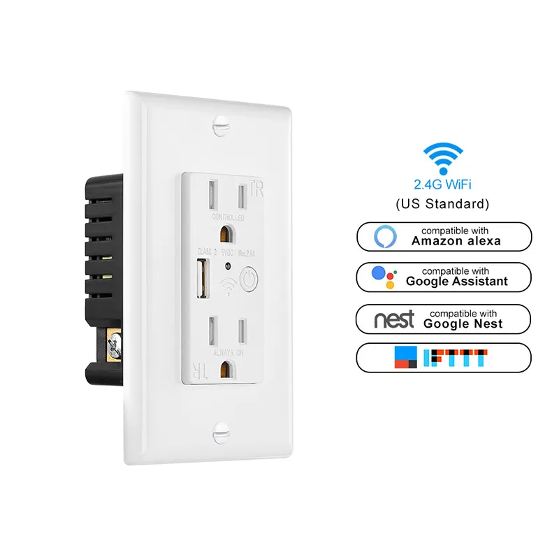 Keygma Duplex Bakje Outlet Plug 15 Amp Wifi Smart Plug Socket