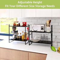 Noir 2-Pack extensible armoire étagère organisateur support comptoir de cuisine hauteur réglable étagères de rangement support étagère à épices stockage