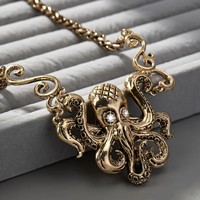 Hip Hop Argent Poulpe Pendentif Collier Vintage Personnalisé Creative Eau Diamant En Alliage De Zinc Cou Décoration Vintage Collier