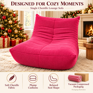 โซฟาปรับเอนได้แบบพับได้ ผ้าเชนิลล์ทันสมัย สำหรับนั่งคนเดียว บรรจุภัณฑ์แบบสุญญากาศ ไม่มีที่วางแขน สำหรับห้องนั่งเล่น - Product Image 3