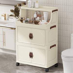 Armario <span class=keywords><strong>de</strong></span> Almacenamiento Moderno Plegable <span class=keywords><strong>de</strong></span> 5 Niveles <span class=keywords><strong>de</strong></span> <span class=keywords><strong>Plástico</strong></span> PP con Capacidad <span class=keywords><strong>de</strong></span> 20-35L para Uso Doméstico <span class=keywords><strong>en</strong></span> Baño, Estudio, Escritorio y Cocina - Product Image 3