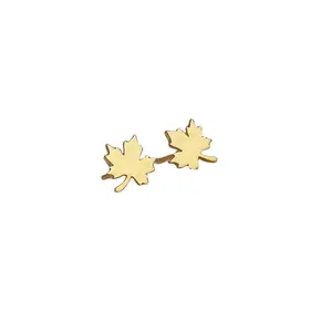 ステンレス鋼カスタム秋の葉のジュエリー小さなイエローゴールドメープルリーフスタッドイヤリングカナダのジュエリー秋の葉のジュエリー