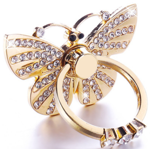 Soporte <span class=keywords><strong>para</strong></span> Teléfono Celular con Anillo de Agarre <span class=keywords><strong>para</strong></span> Dedos, Diseño de Corona de Pavo Real y Mariposa - Product Image 2