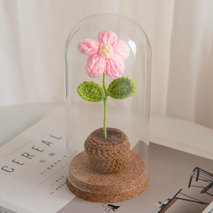 Hand-woven rose wool crocheted sunflower Valentine's Day simulation flower pot planting finished flower <b>ornaments</b> wholesale - Product Image 2