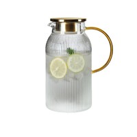Carafe à eau froide en verre borosilicate transparent pour la maison, design à motif vertical, pour le salon, théière à infusion