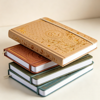 Cuaderno de Cuero PU de Tapa Dura Estilo Vintage, Cosido, con Grabado en Relieve y Lámina Dorada, con Banda Elástica, para la Escuela, Oficina y Uso Diario