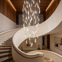 Grand lustre long, éclairage de villa/hôtel, personnalisation, lustre moderne en verre acrylique, luminaire suspendu au plafond