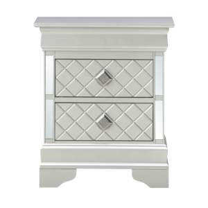 DB Sleek Silver Champagne Nightstand Muebles modernos para el hogar para dormitorio y sala de estar Material de vidrio y madera - Product Image 2