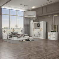 Ensemble de chambre d'hôtel DAVINI Modèle 8808 King Size, lit double moderne de luxe avec miroir, finition beige brillante, rangement intégré - Vente en gros à prix abordable