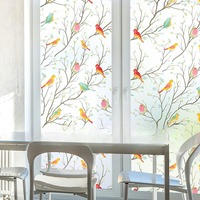 GANI Frühlingsblumen Vogel Elektrostatischer Wandaufkleber Glasfenster Dekoration Abziehbilder Dekor Tapete Abnehmbare Tür- und Fensterfolie