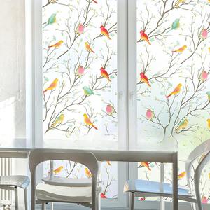 ملصق جداري كهروستاتيكي من GANI بتصميم زهور الربيع والطيور، زخرفة للنوافذ الزجاجية، ديكور قابل للإزالة، ورق حائط، فيلم للنوافذ والأبواب - Product Image 4