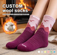 Chaussettes en laine violettes et roses à logo personnalisé, mi-mollet, motif oiseaux des montagnes, pour l'hiver, confortables à la maison
