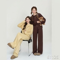 Ensemble de vêtements en tricot de haute qualité pour femmes, 3 pièces, vêtements d'automne et d'hiver, sweat à capuche zippé, haut intérieur et pantalon en tricot 61125