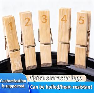 天然木 環境に優しい ヨーロッパスタイル キッチン物干しラック 強力グリップ 多機能フックタイプ バッグクリップ 木製 - Product Image 3