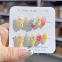 Nail Art court sculpté Niche imprimé léopard pur fait à la main porter des ongles doux Style européen et américain Nail Art
