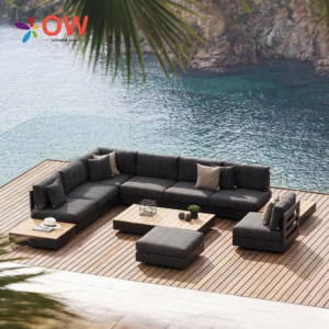 Set <span class=keywords><strong>Sofa</strong></span> Furnitur Taman Luar Ruangan Modern Bentuk L <span class=keywords><strong>Sofa</strong></span> Patio Furnitur Luar Ruangan Mewah Set <span class=keywords><strong>Sofa</strong></span> Luar Ruangan Aluminium - Product Image 1