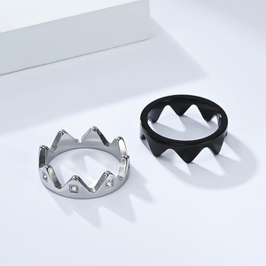 Crown Shape <b>Titanium</b> Steel <b>Ring</b> With Diamond Inlay Unisex Fashion Jewelry Gift For Men Women Couples Geometric Design - Product Image 3