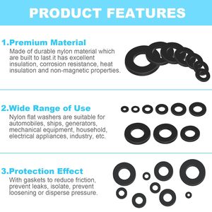 Nylon Flat <b>Washers</b> M2 M2.5 M3 M4 M5 M6 M8 M10 M12 Black 1200Pcs For <b>Car</b> Aviation Mechanical Indoor Use - Product Image 5