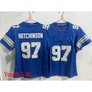 قميص كرة القدم الأمريكية للشباب مطرز بالجملة 0 Jahmyr Gibbs 14 Amon-Ra St. Brown 97 Aidan Hutchinson طفل جيرسي مخيط - Product Image 5