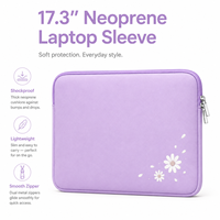 Housse d'ordinateur portable en néoprène personnalisée de 17,3 pouces, motif floral violet, antichoc, avec fermeture éclair, étui pour ordinateur portable OEM ODM