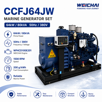 Groupe électrogène diesel marin électrique SCDC64JW 64 kW à refroidissement par eau douce 24 V, alimenté par SCDC WP4CD100E201 pour bateau de pêche
