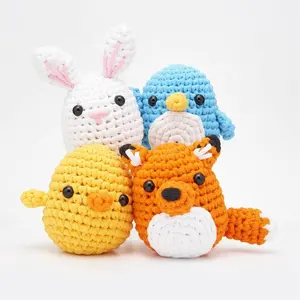 Crochet Kit cho người mới bắt đầu DIY Handmade Bộ dụng cụ động vật Fox chim cánh cụt Bunny gà sư tử khủng long Kỳ Lân cú
