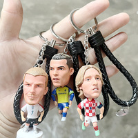 Beliebte 3D Cartoon Fußballspieler Figuren Schlüssel anhänger PVC Kunststoff Fußball Star Action Puppe Schlüssel bund für Rucksack Schlüssel halter Dekor